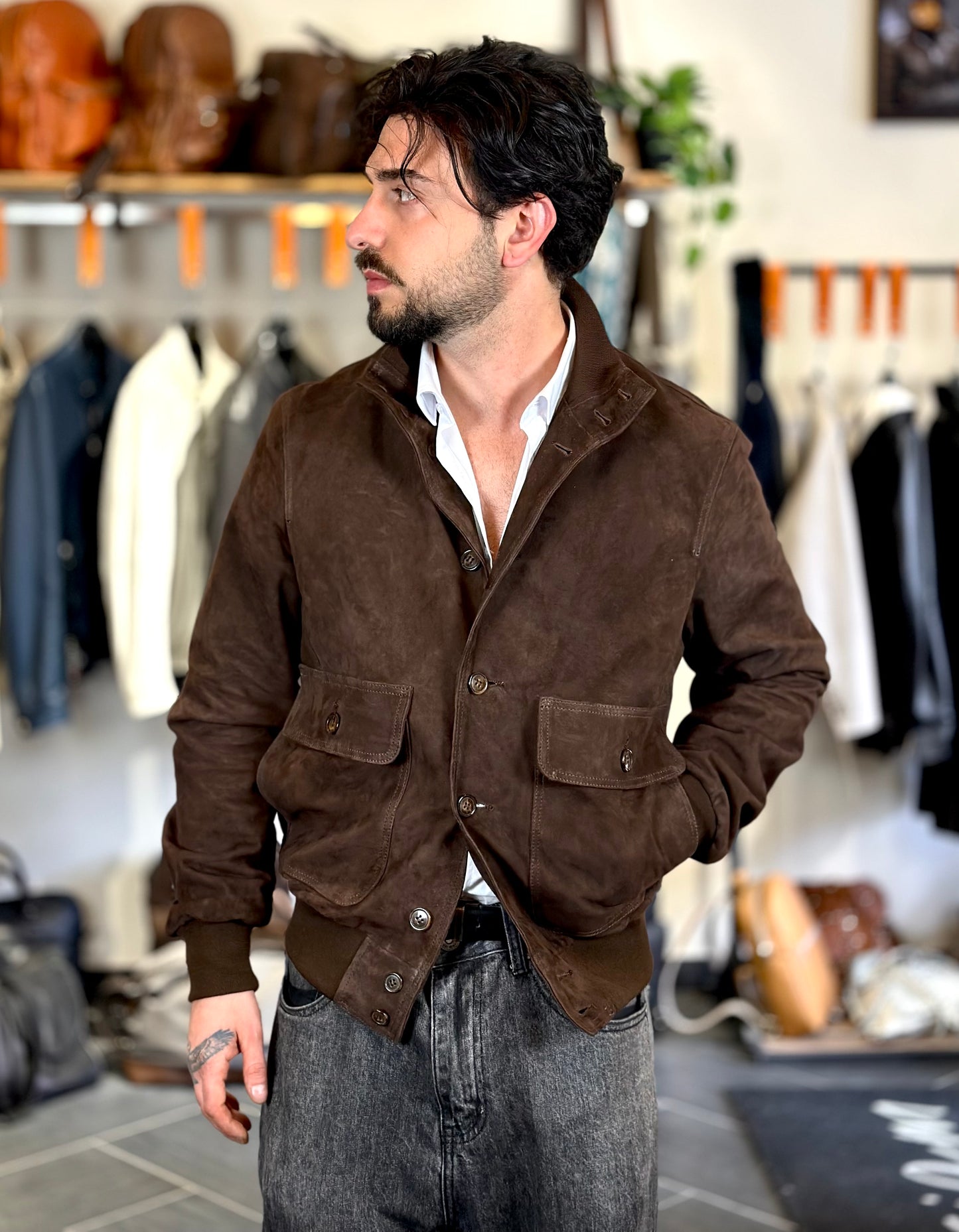 “Brera” in dark brown suede spring-summer