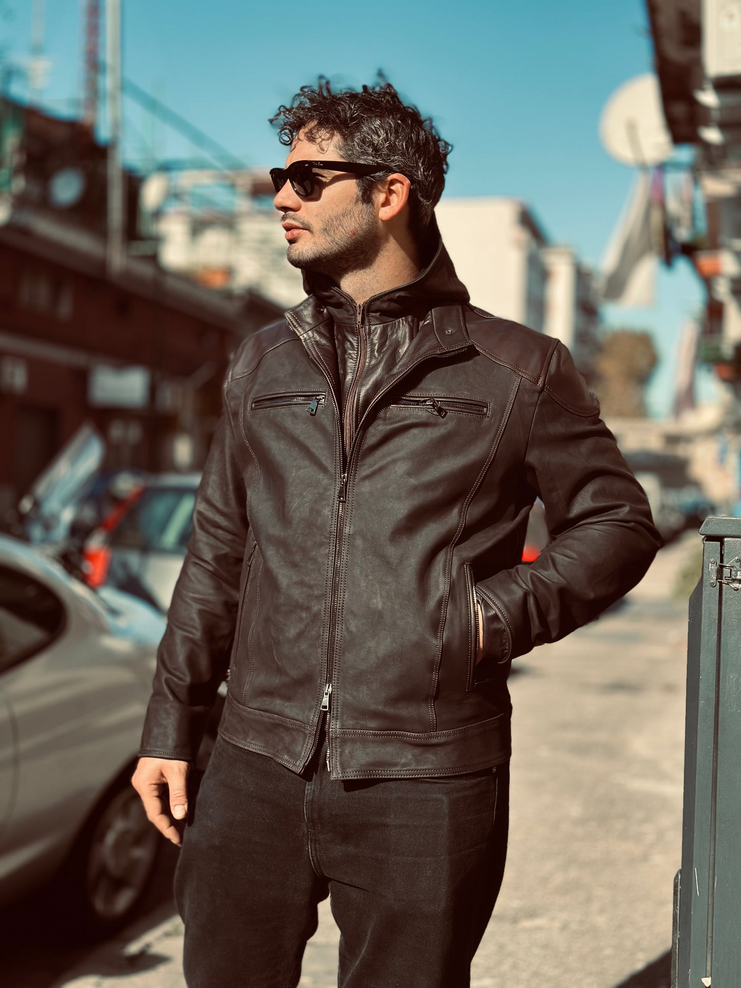 “Vireo” Jacket in genuine oiled calfskin