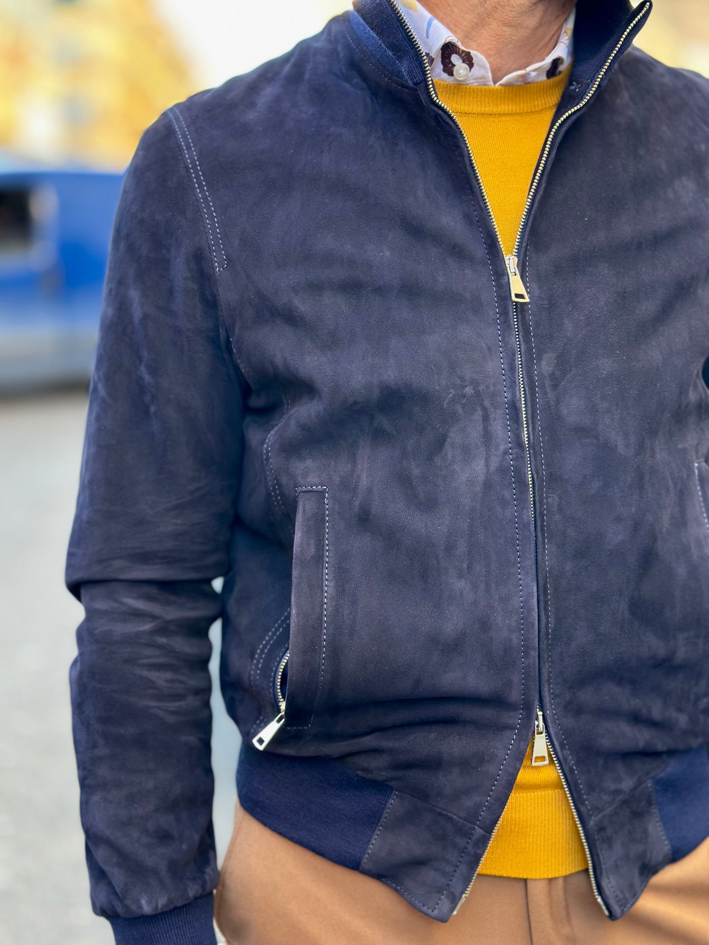 Blouson aviateur en daim « Brera » avec fermeture éclair