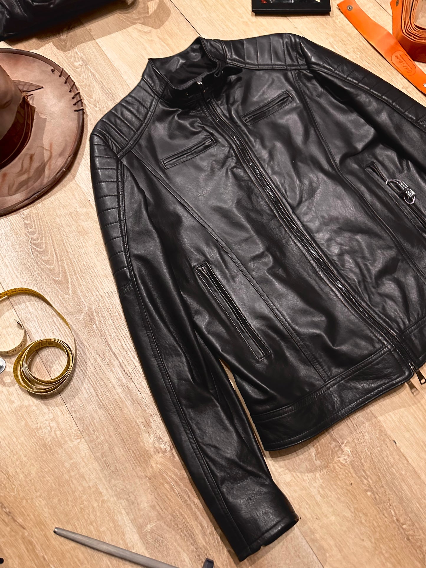 “Stallion” biker jacket in extra-soft lambskin