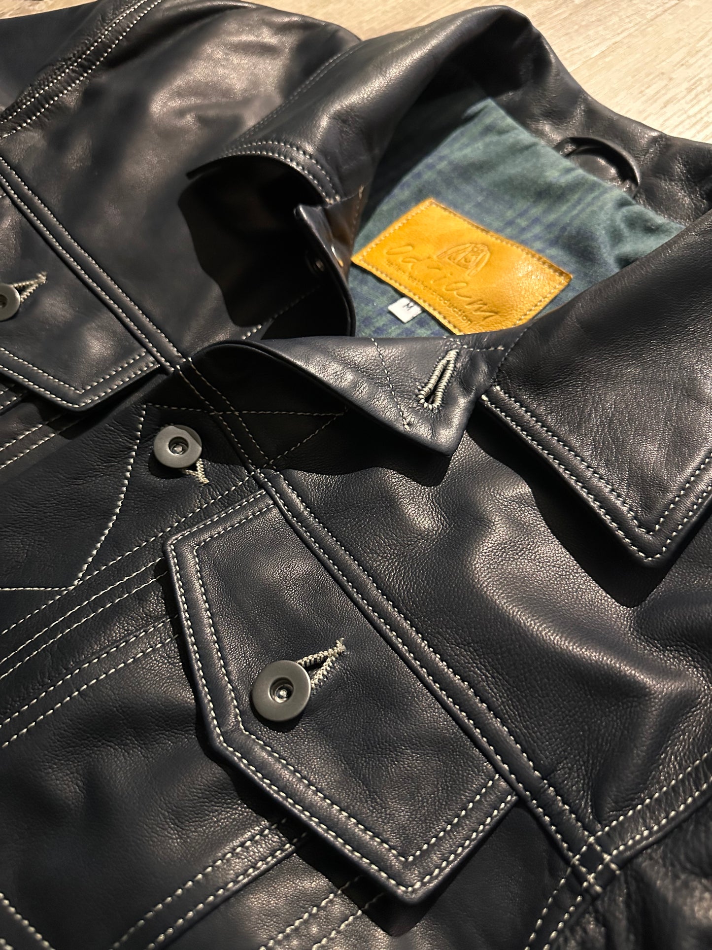 “Trucker” Natural Leather Dark Blue