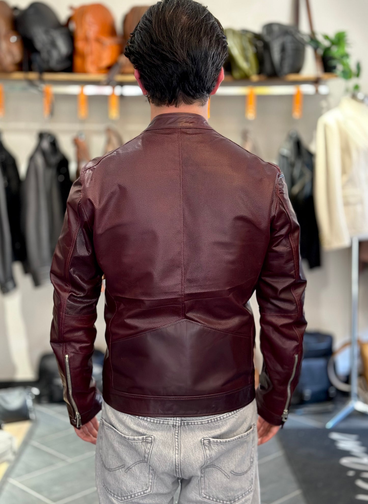 “Biker Rebel” Perforated burgundy