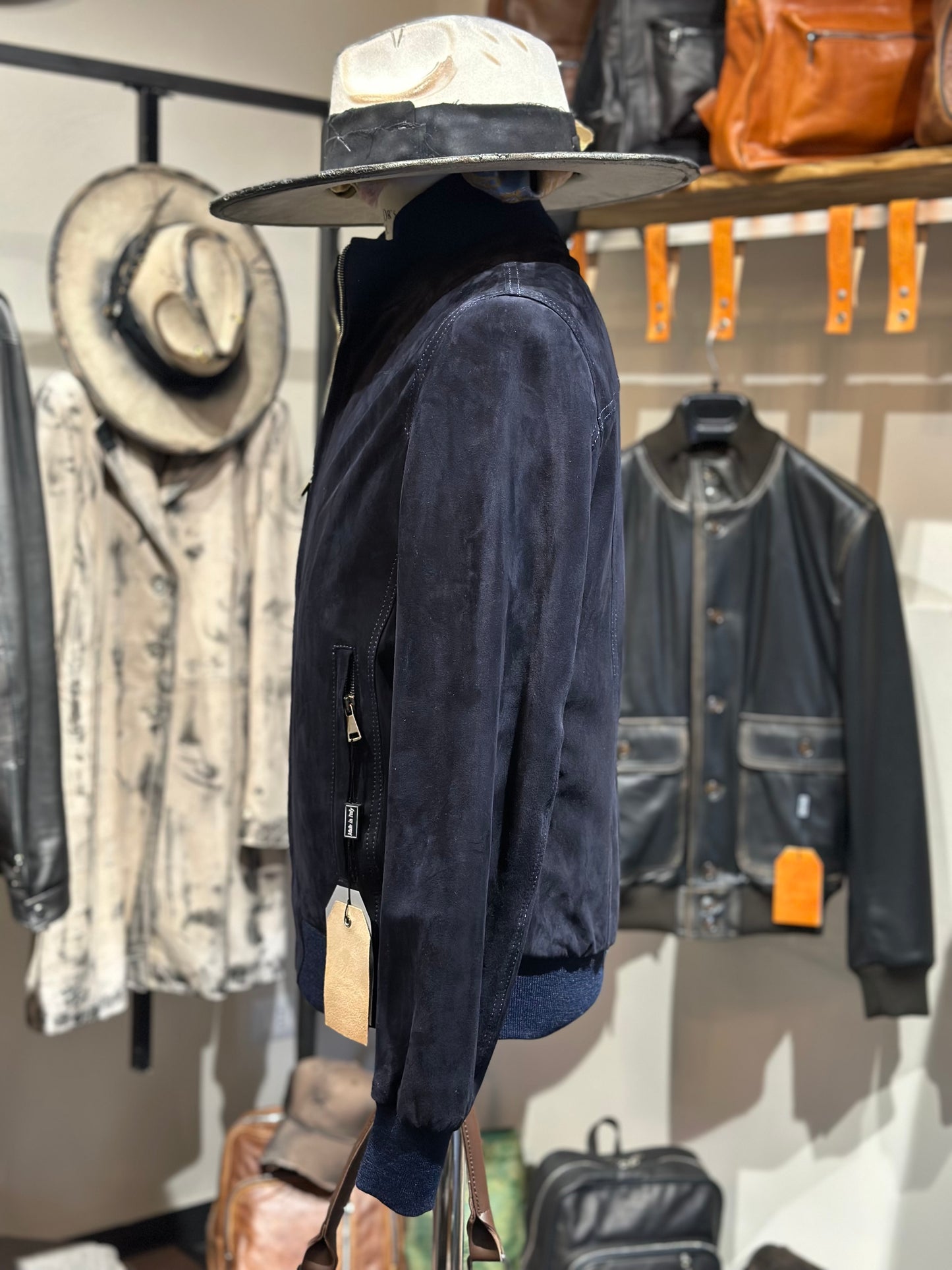 Blouson aviateur en daim « Brera » avec fermeture éclair