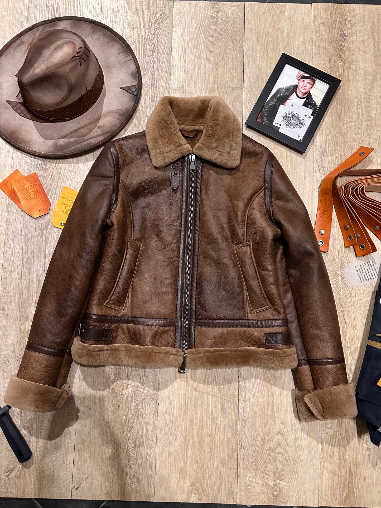 Blouson aviateur en peau lainée pour femme « Locatelli »