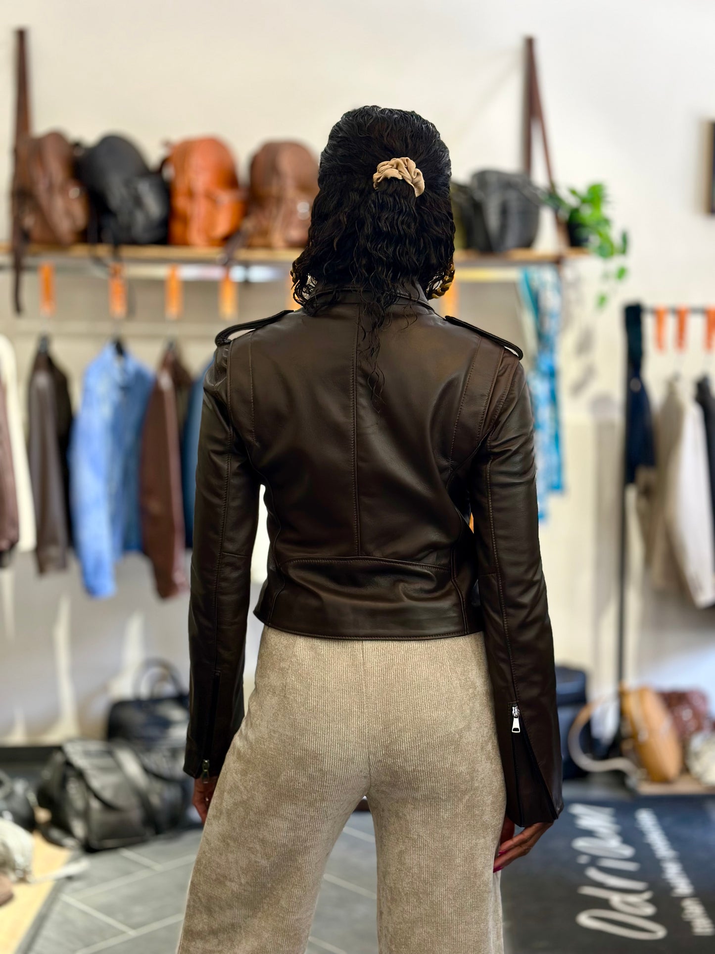“pantera” leather jacket in dark brown nappa leather