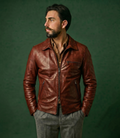 Giacca biker in pelle uomo "Heritage Rider" — vitello pull up