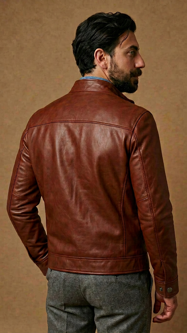 Giacca in pelle uomo "Levante" — agnello cognac concia naturale