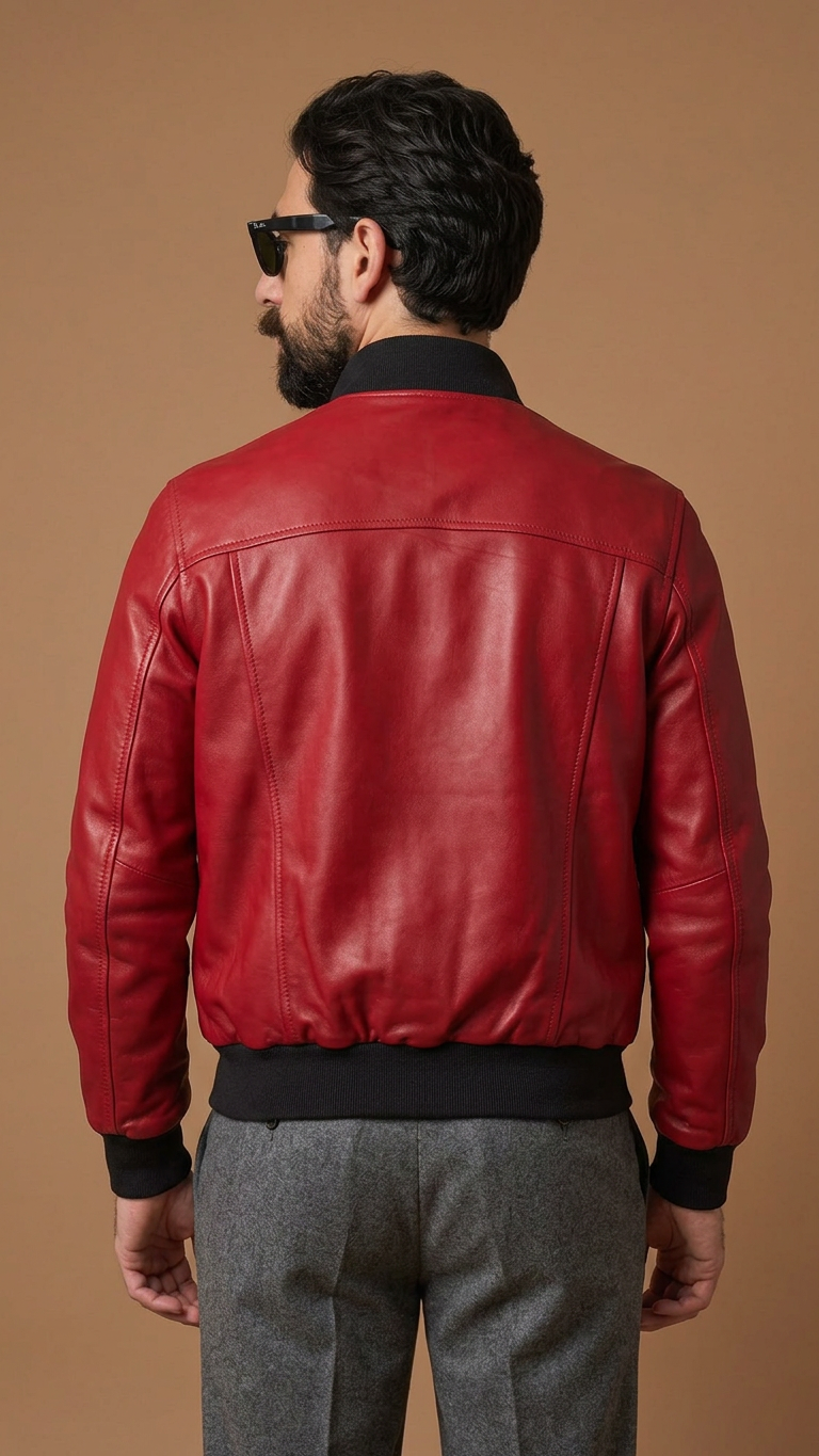 Bomber in pelle uomo "Brera" — nappa rosso intenso