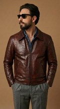 "Heritage rider Jacket" stampa cocco tinto a mano effetto mogano