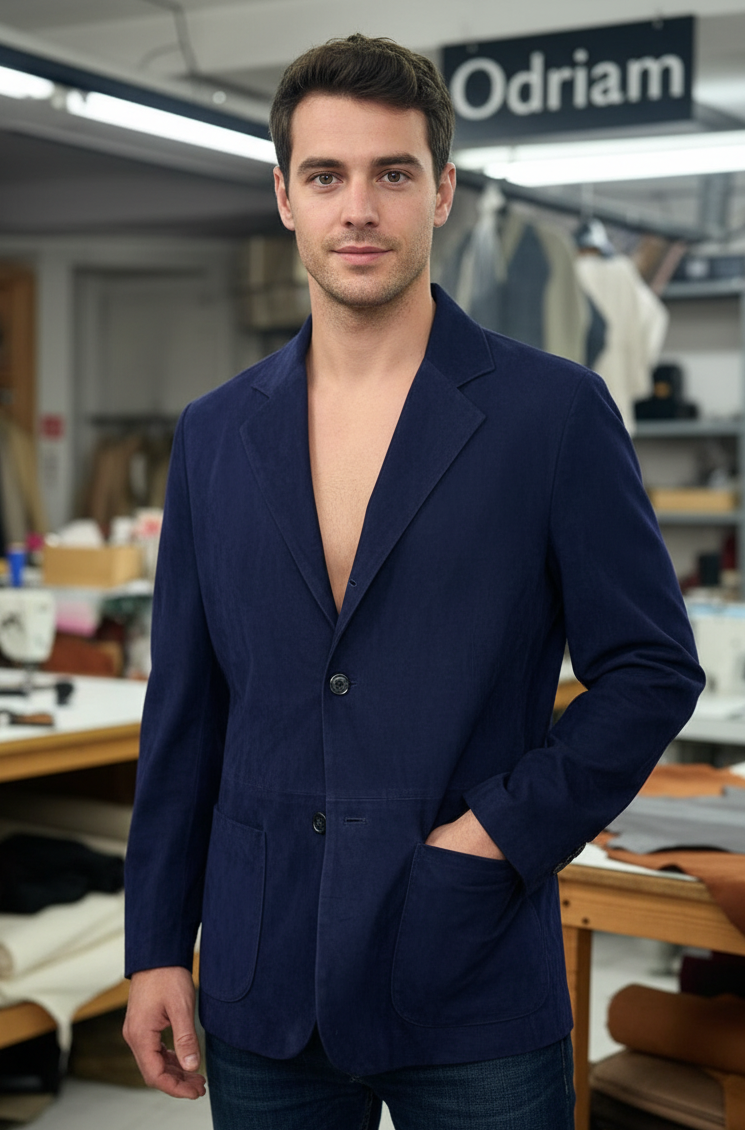 “Modena” Blue Suede Blazer
