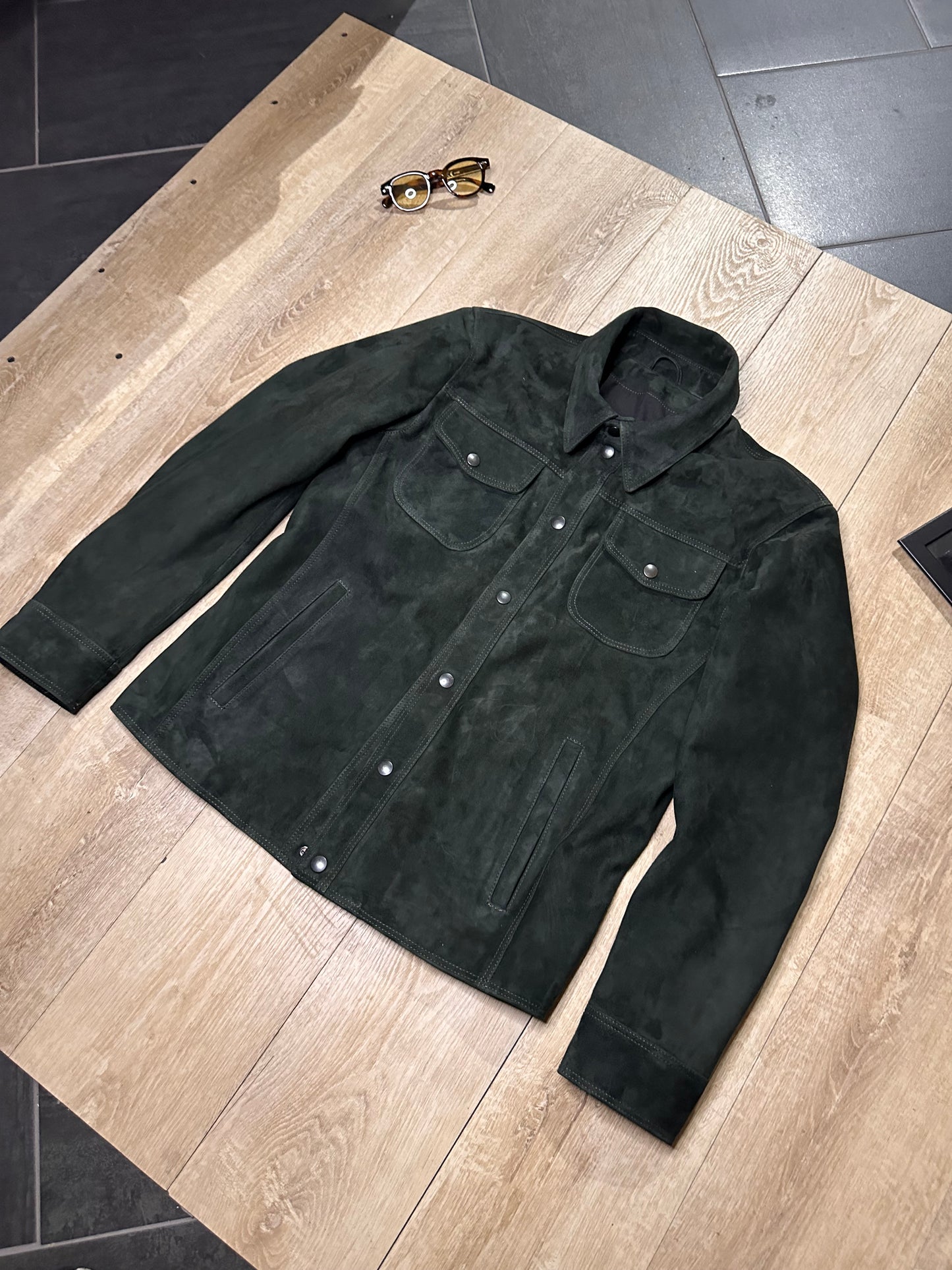 “Versante” petrol suede shirt jacket