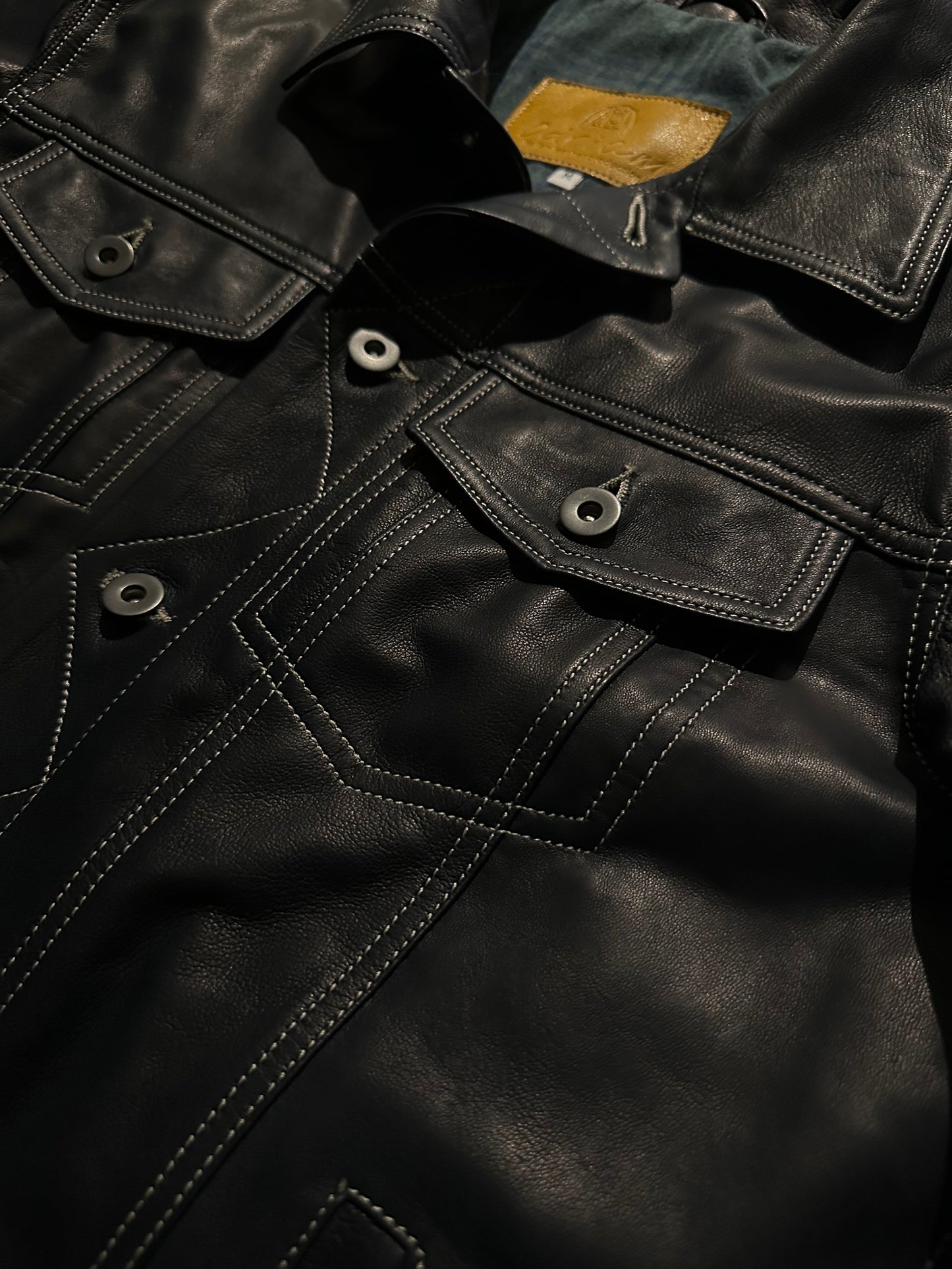 “Trucker” Natural Leather Dark Blue