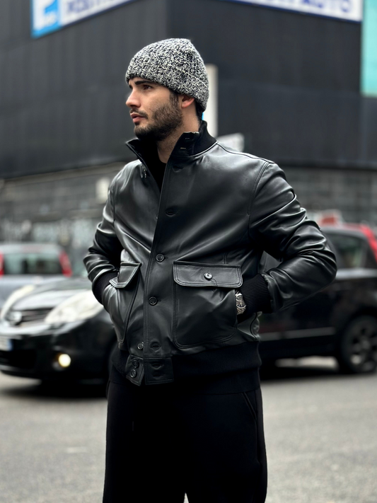 Blouson aviateur « Brera » en cuir d'agneau véritable extra doux