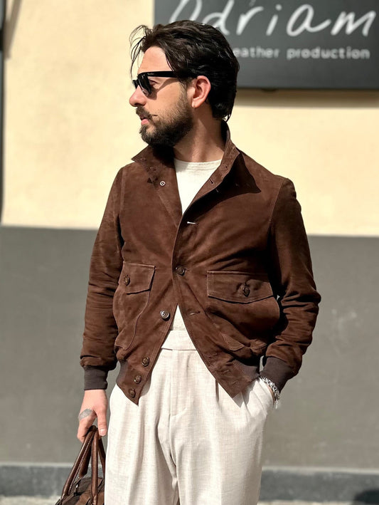 “Brera” in dark brown suede spring-summer