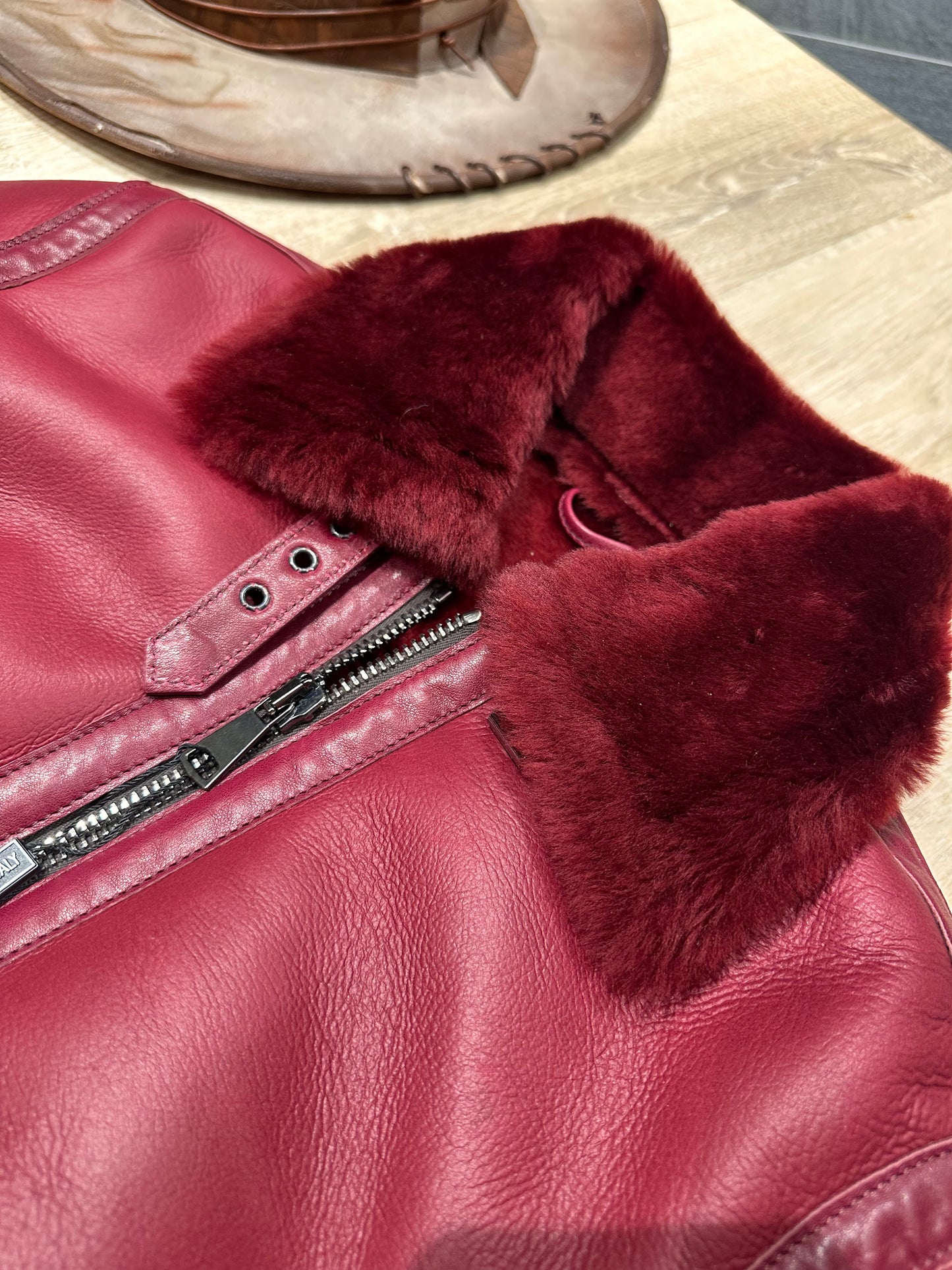 Red Velvet Shearling Sheepskin