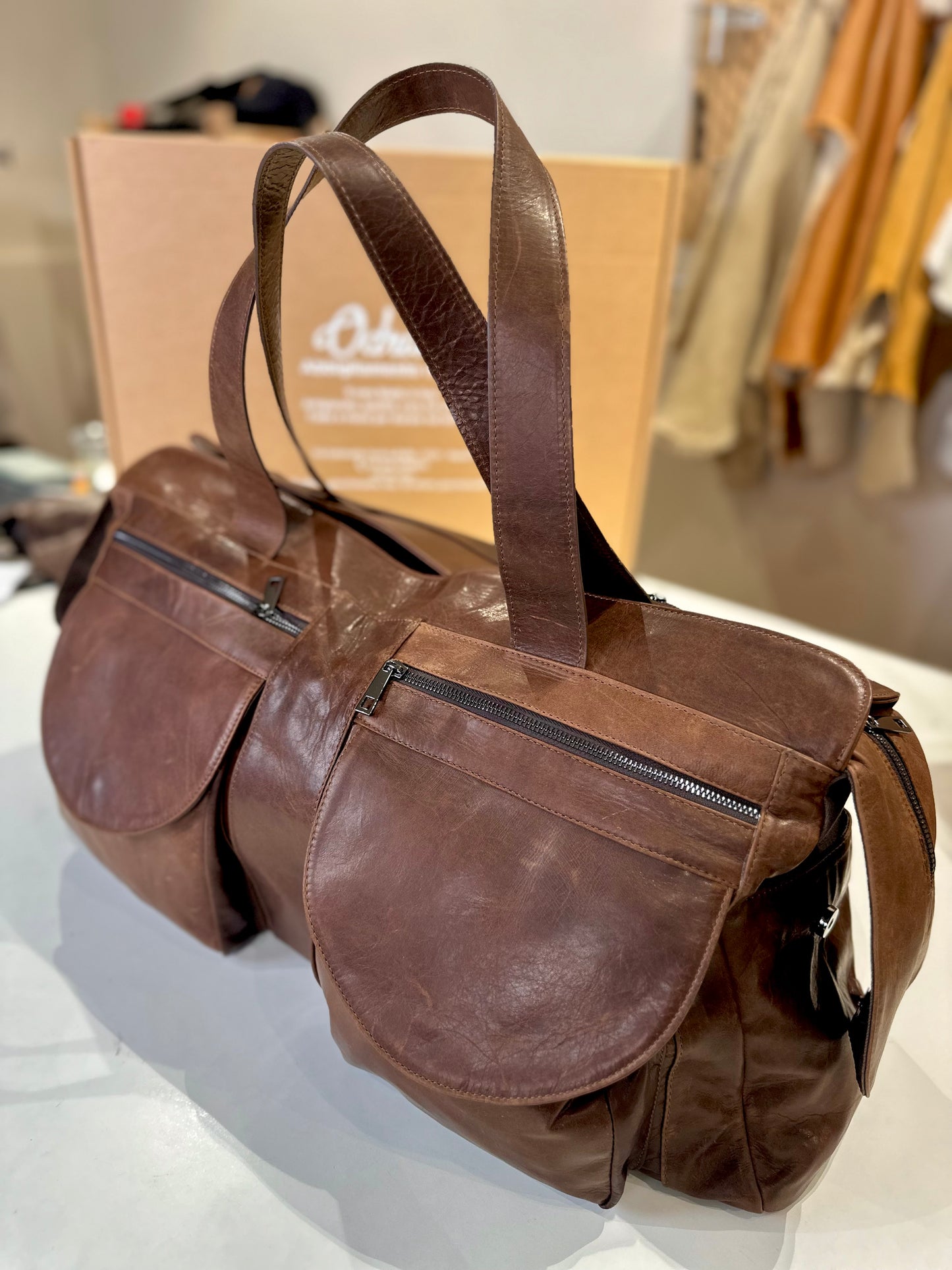 “Borsone Prestige” in Pelle di vitello pull invecchiato