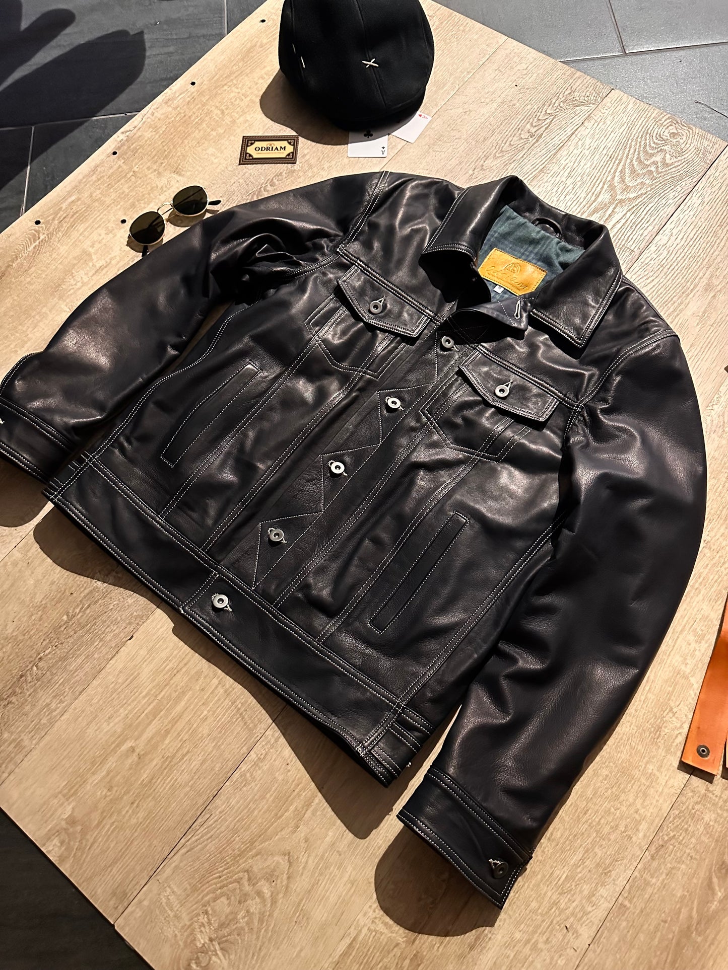 “Trucker” Natural Leather Dark Blue