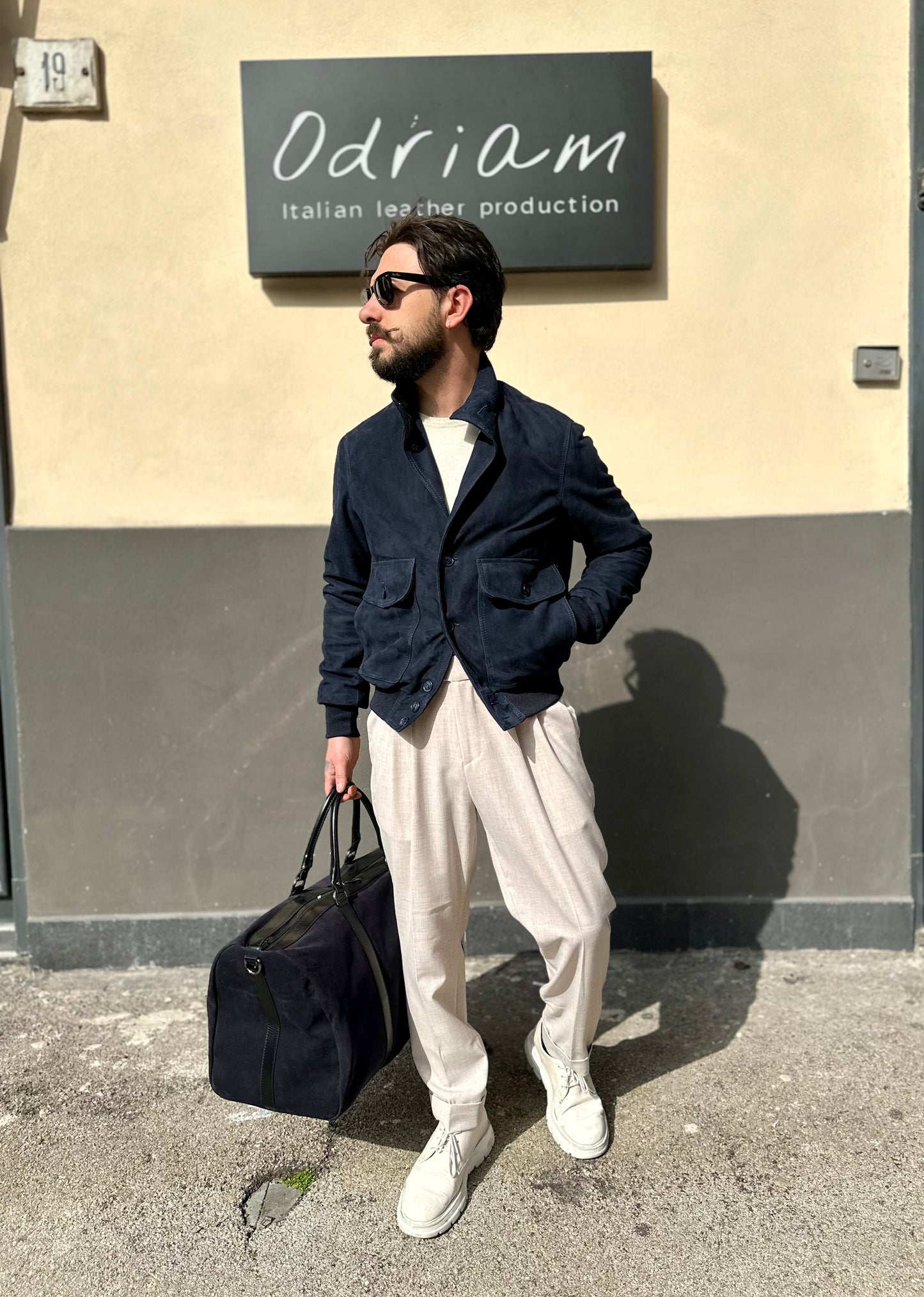 “Brera” in capretto scamosciato Blu Scuro