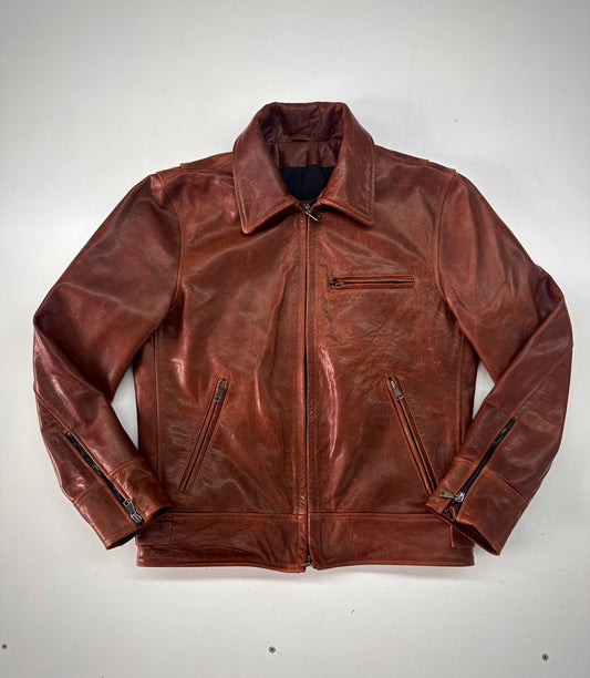 “Heritage rider Jacket” in pelle di vitello pull up