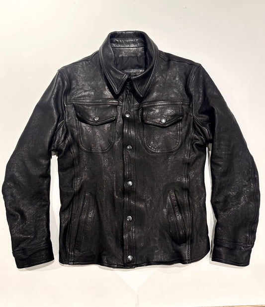 "Versante" Washed Leather Shirt Jacket