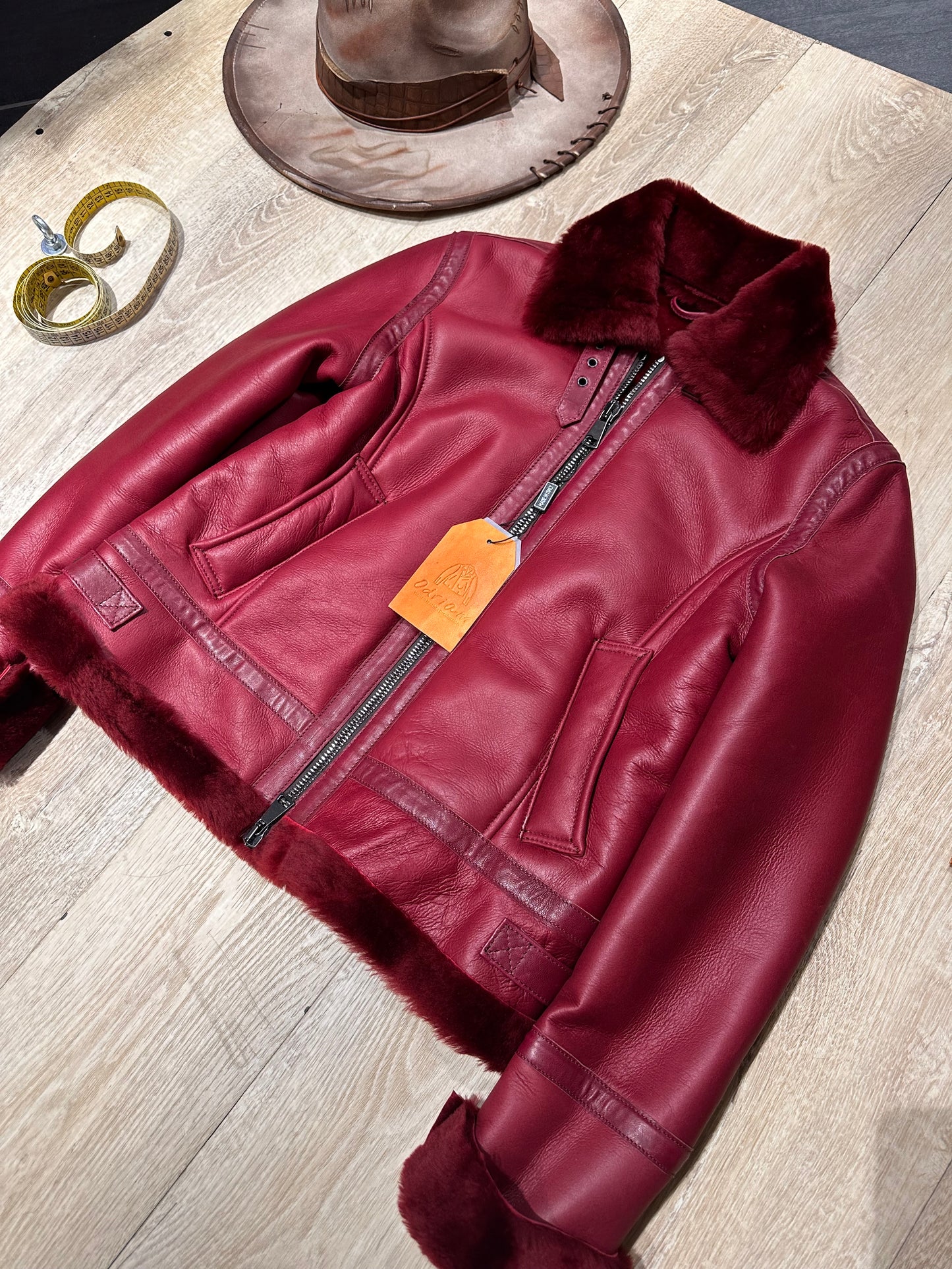 Red Velvet Shearling Sheepskin