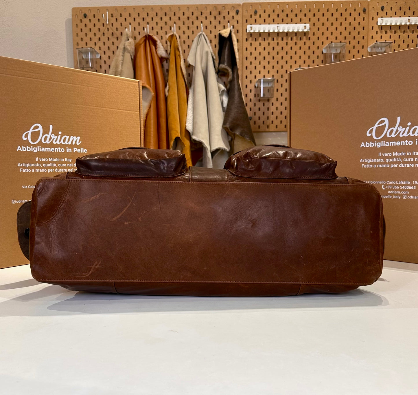 “Borsone Prestige” in Pelle di vitello pull invecchiato