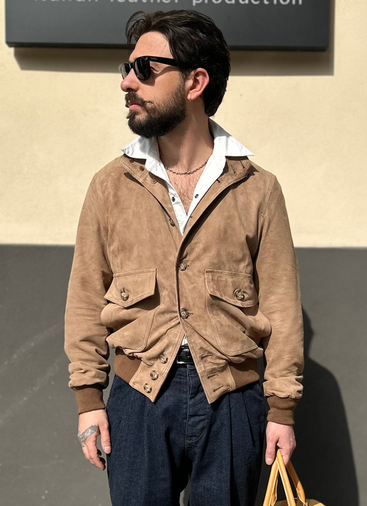 “Brera” in capretto scamosciato Velour Beije