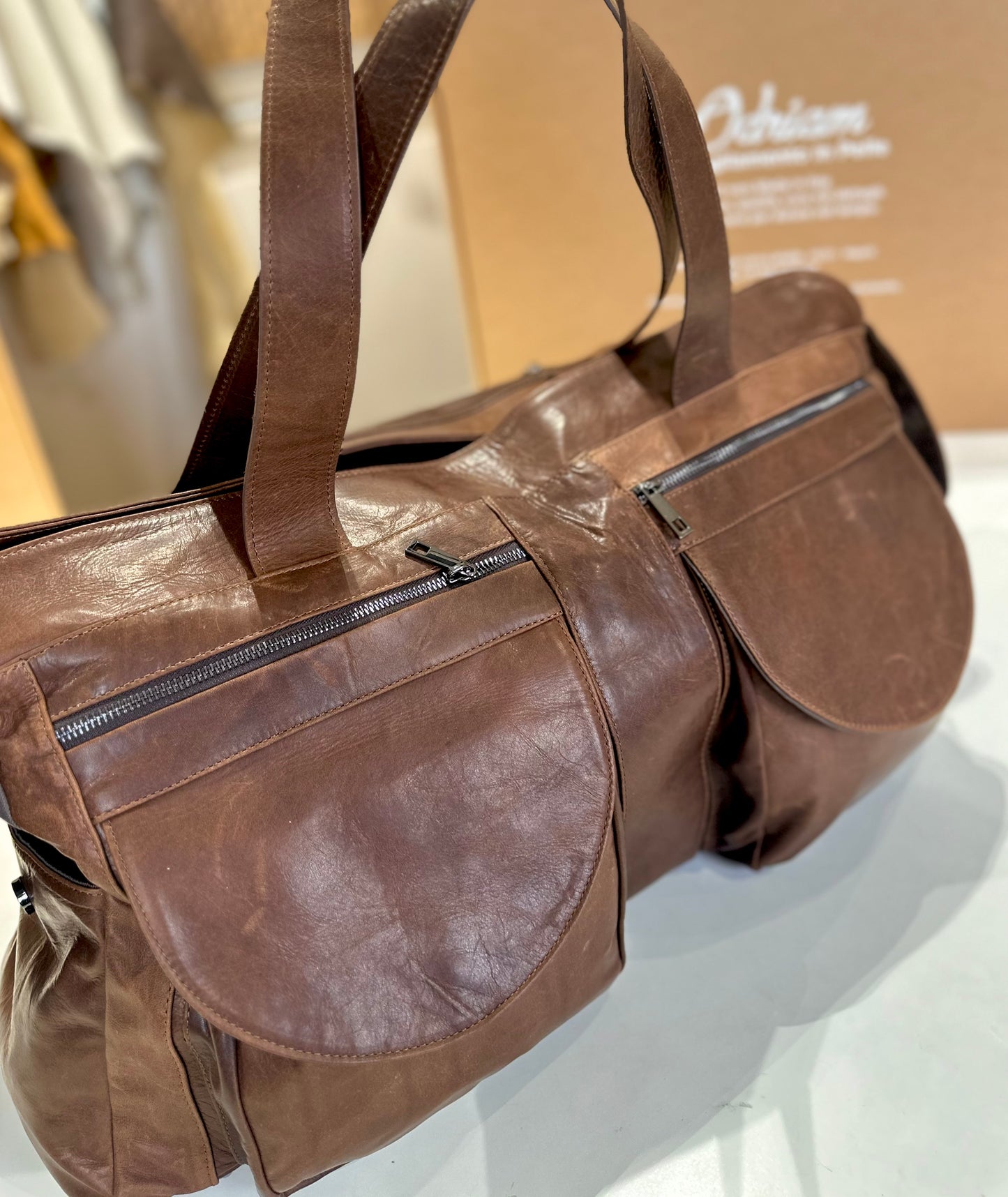 “Borsone Prestige” in Pelle di vitello pull invecchiato