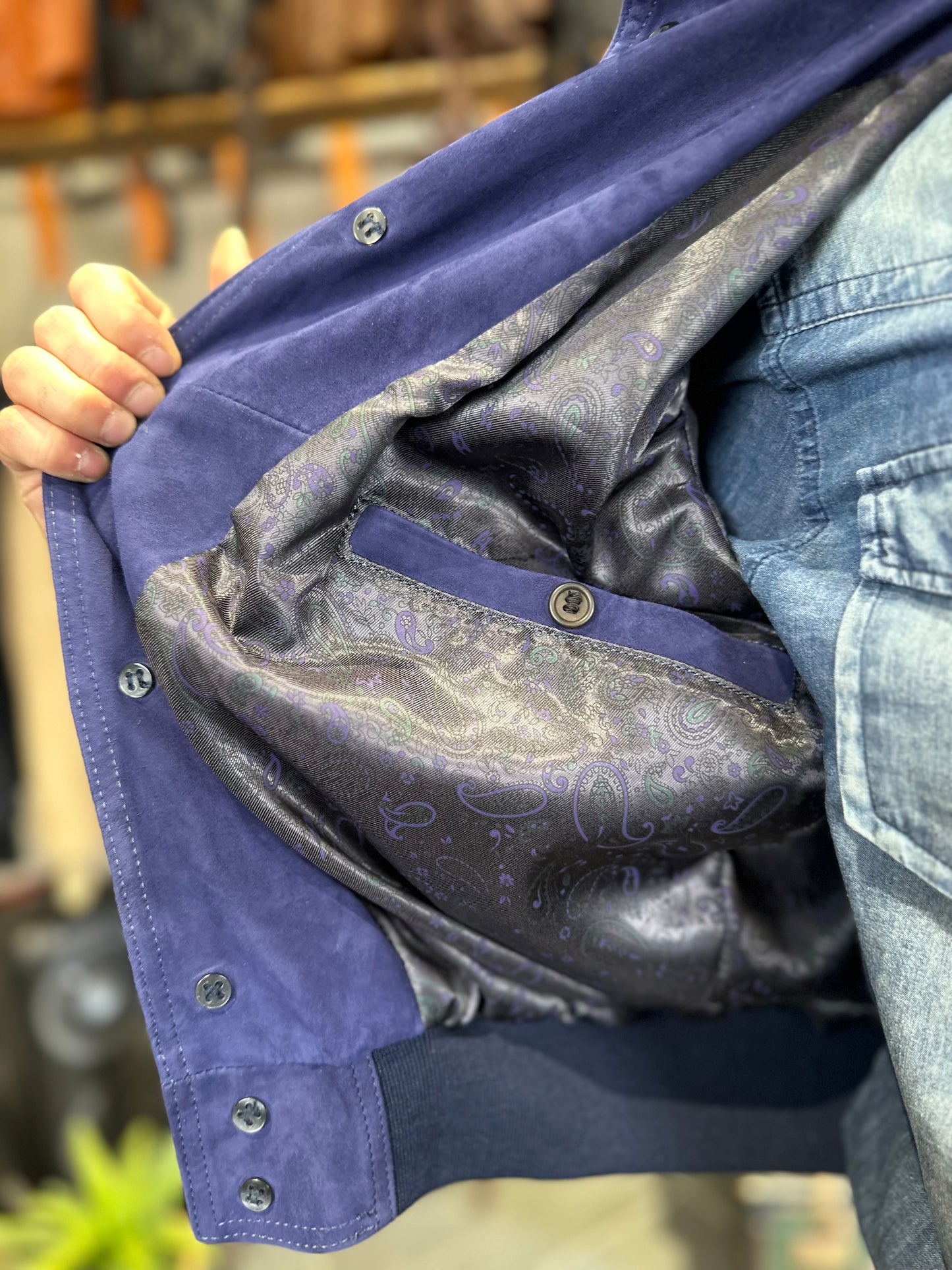 “Brera” in capretto scamosciato Velour Blu