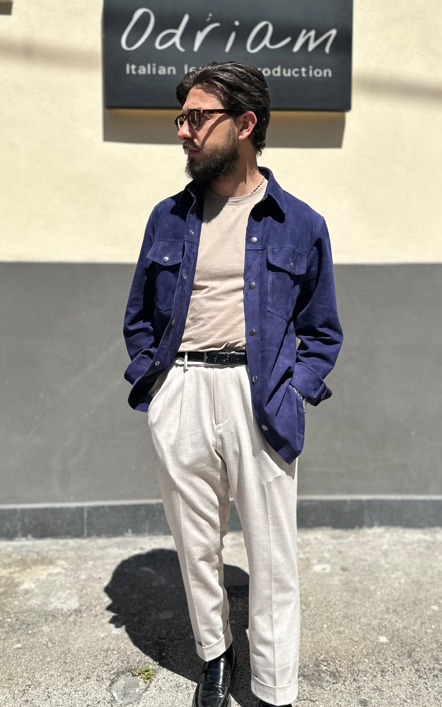 “Saguaro Velour” camicia texana sfoderata primo fiore  blu
