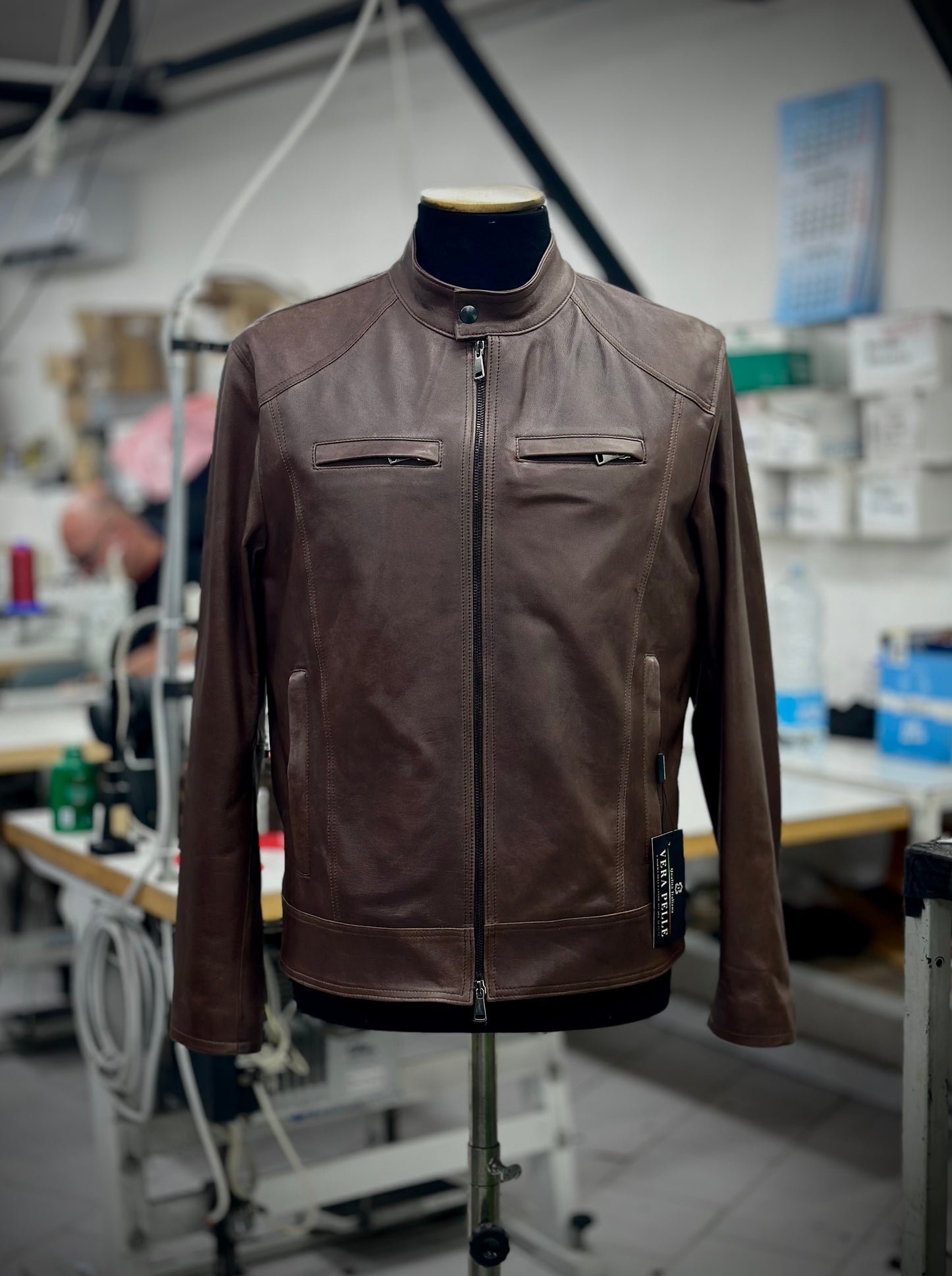 “Vireo” Natural Nappa Dark Brown Hand-Buffered