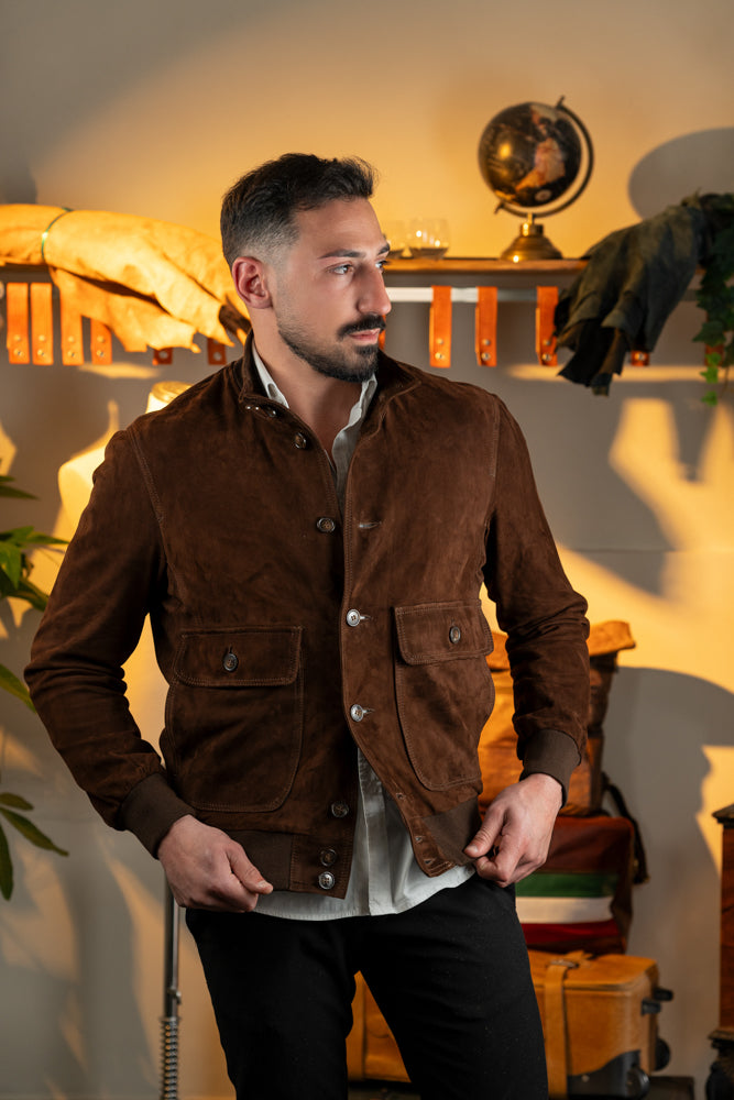 "Cocoa Canyon Suede Bomber " Bomber in Suede Con Tasconi Cargo