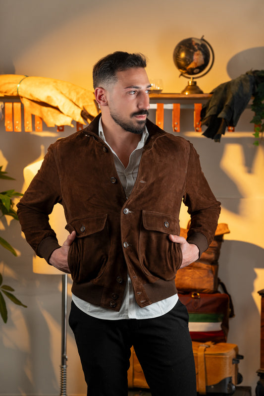 "Cocoa Canyon Suede Bomber " Bomber in Suede Con Tasconi Cargo