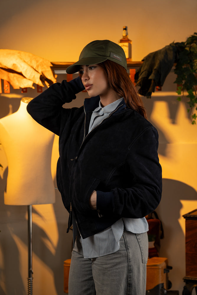 "Midnight Sky Suede Bomber" Zip version