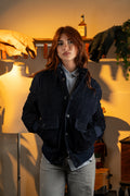 Bomber in Camoscio Donna brera Blu