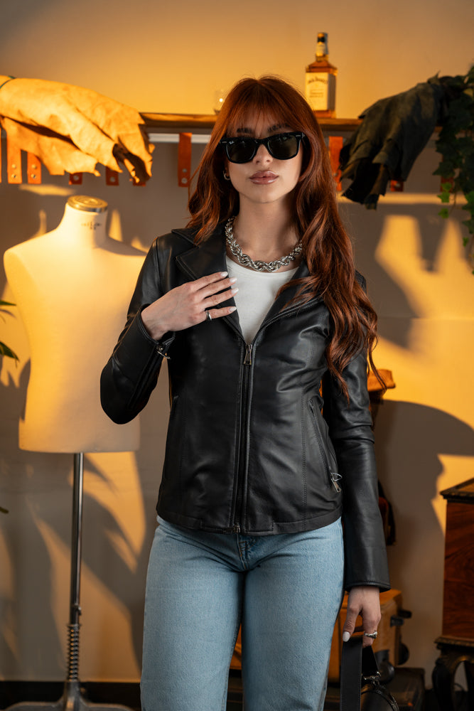 "Soft Whisper Leather Jacket with Notched Lapel"