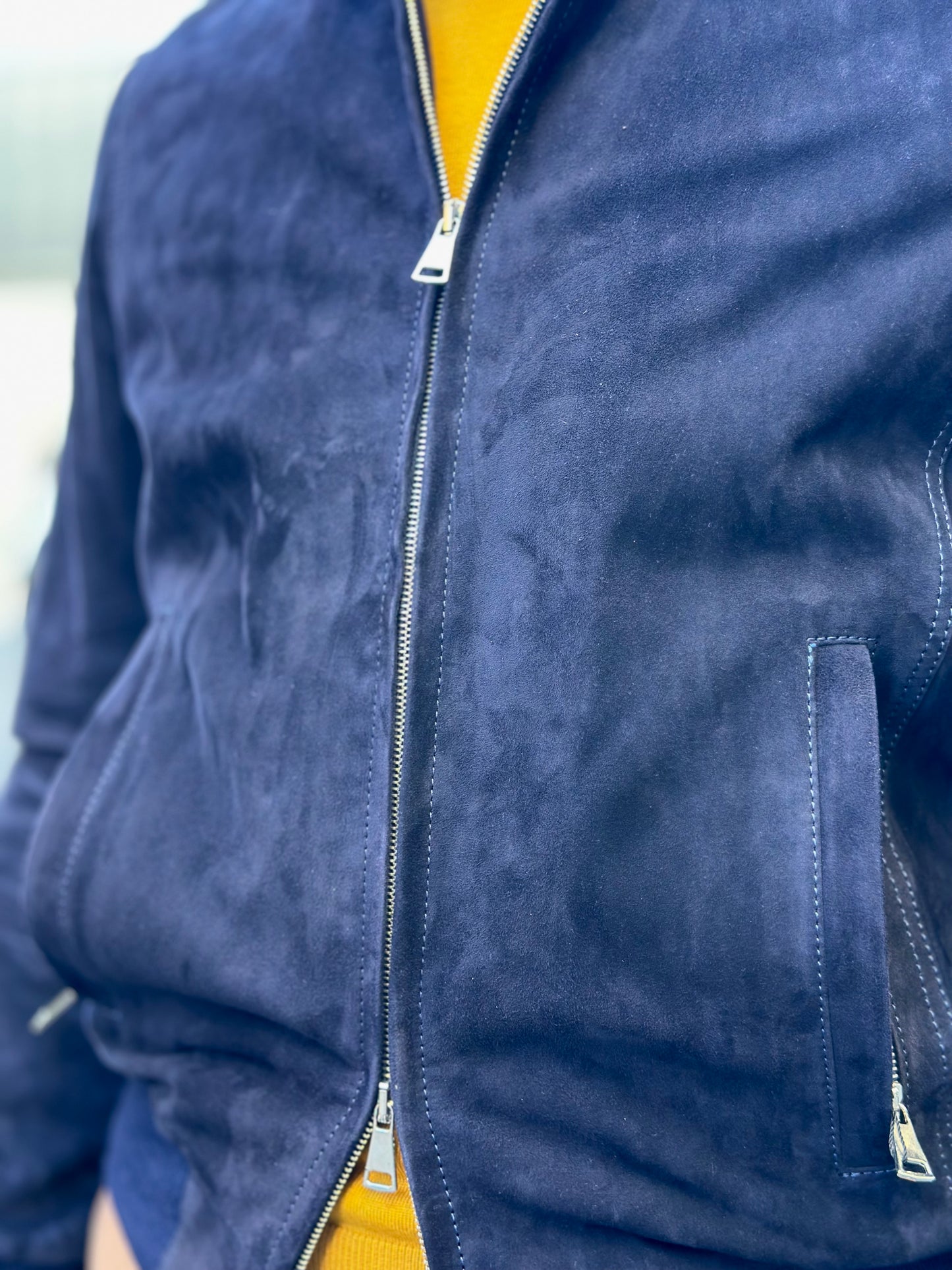 Blouson aviateur en daim « Brera » avec fermeture éclair