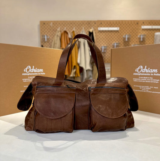 “Borsone Prestige” in Pelle di vitello pull invecchiato