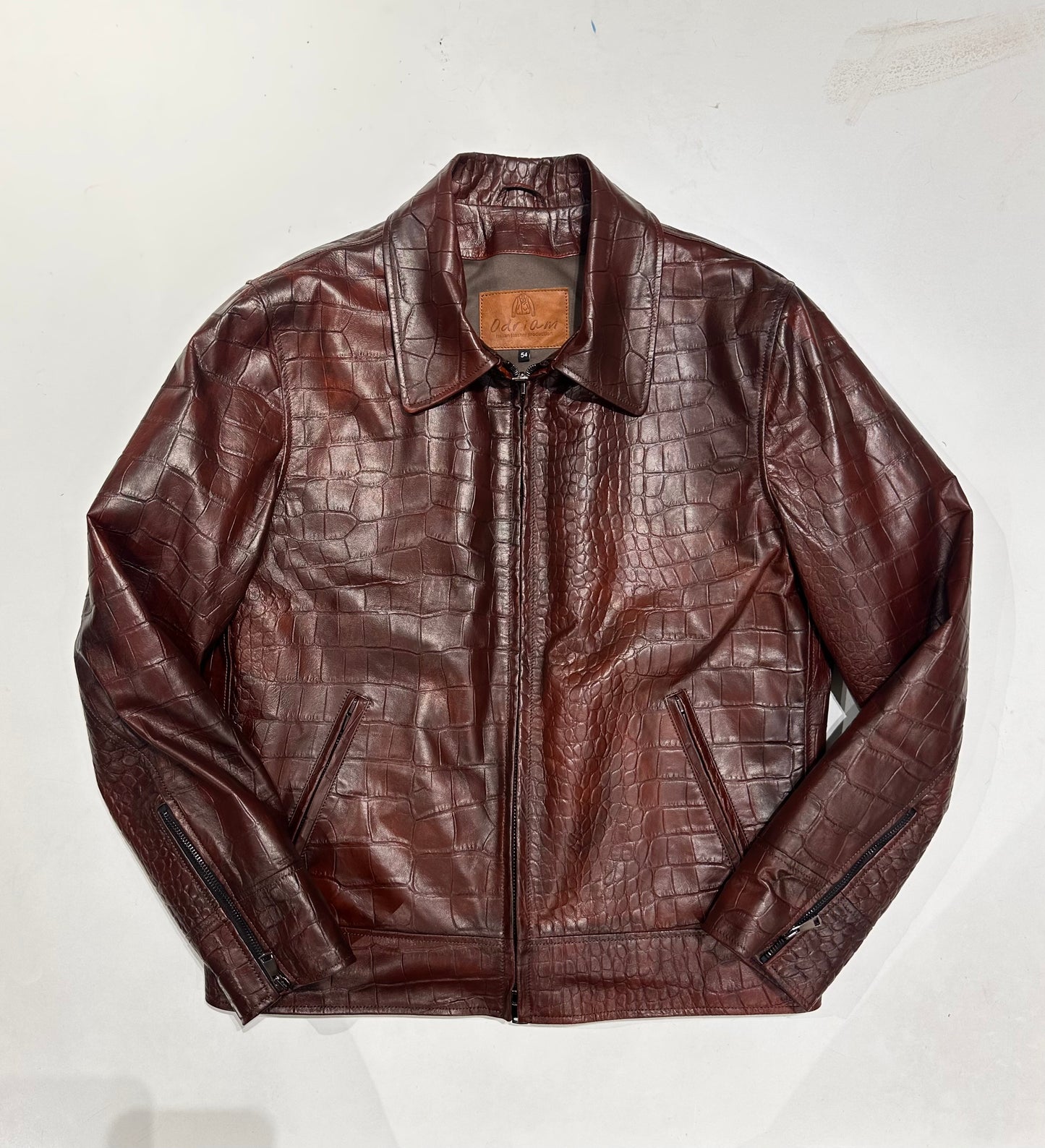 "Heritage rider Jacket" stampa cocco tinto a mano effetto mogano