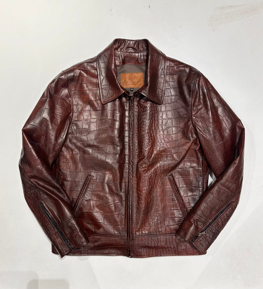 "Heritage rider Jacket" stampa cocco tinto a mano effetto mogano