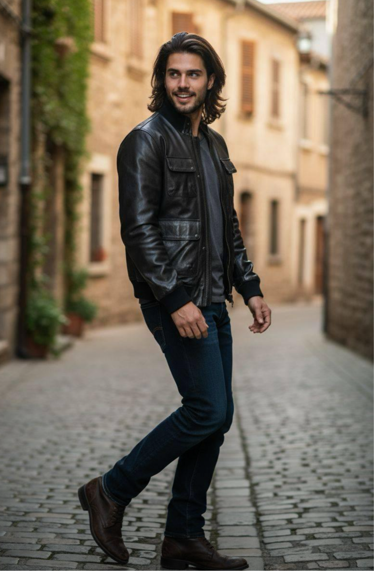 “Dakota Jacket” In agnello Vegetale Nero