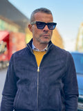 “Brera” Bomber in camoscio con zip
