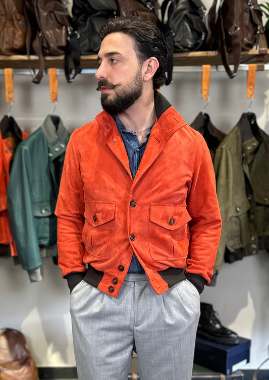 “Brera” in capretto scamosciato Velour Aragosta