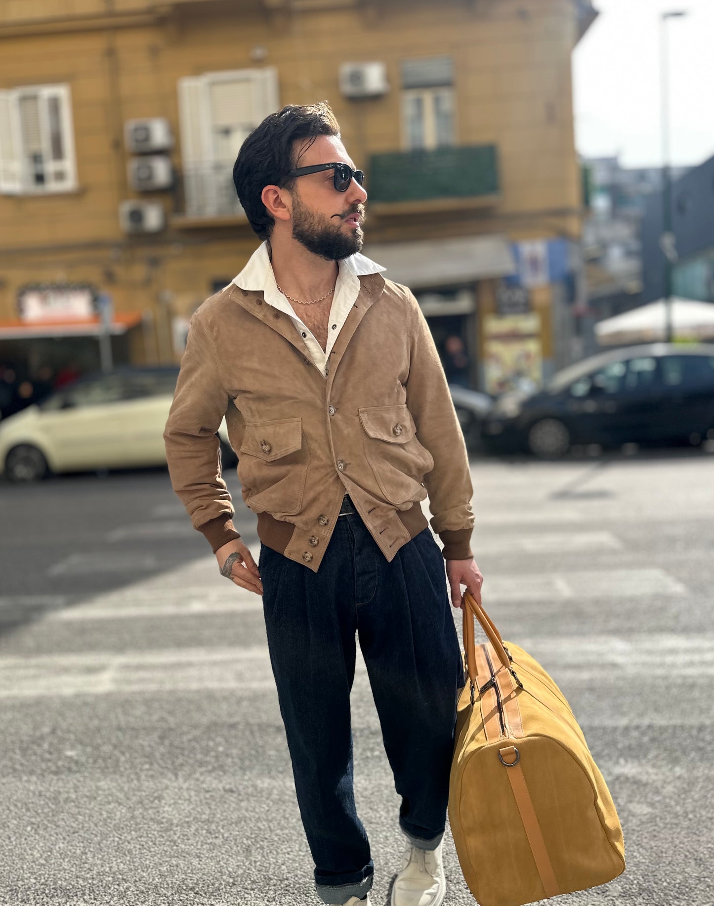 “Brera” in capretto scamosciato Velour Beije