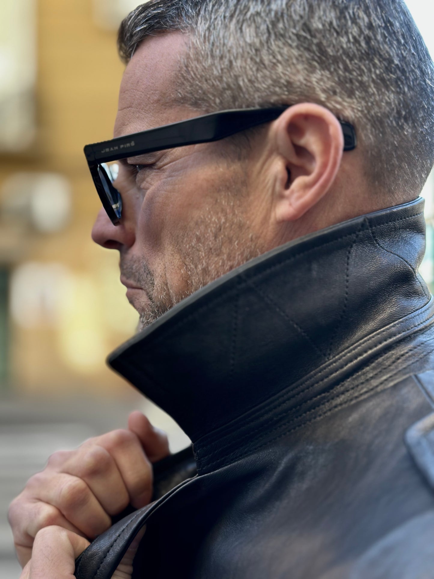 “Heritage Trench” trench coat in washed leather