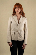 Blazer "Eclissi" en Cuir Nappa Ivoire
