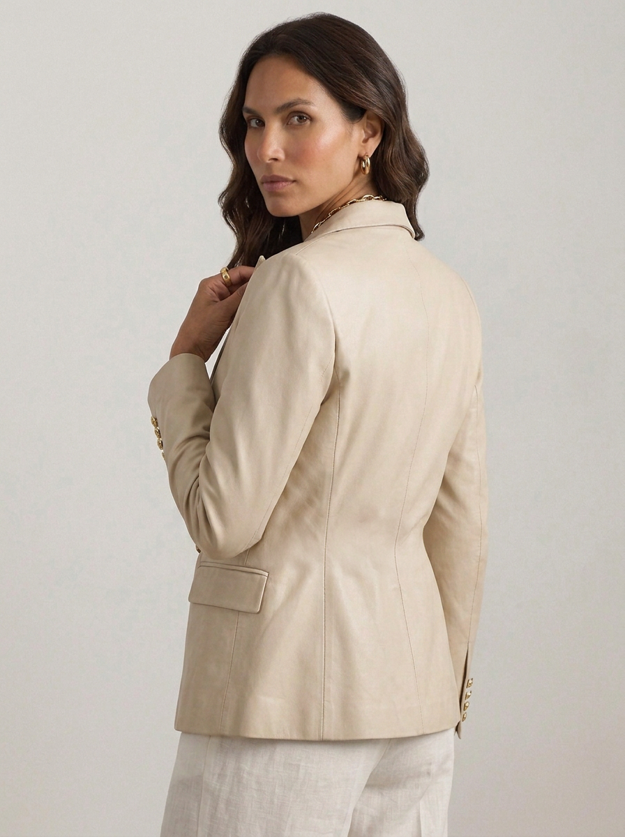 Blazer in pelle donna "Eclissi" — nappa avorio