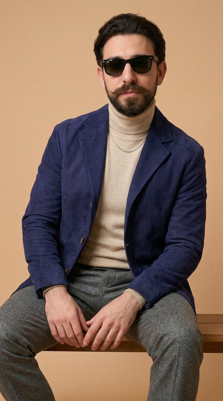 Blazer in camoscio uomo "Modena" — blu