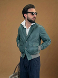 “Brera” in pelle di agnello pieno fiore naturale Luxury verde petrolio