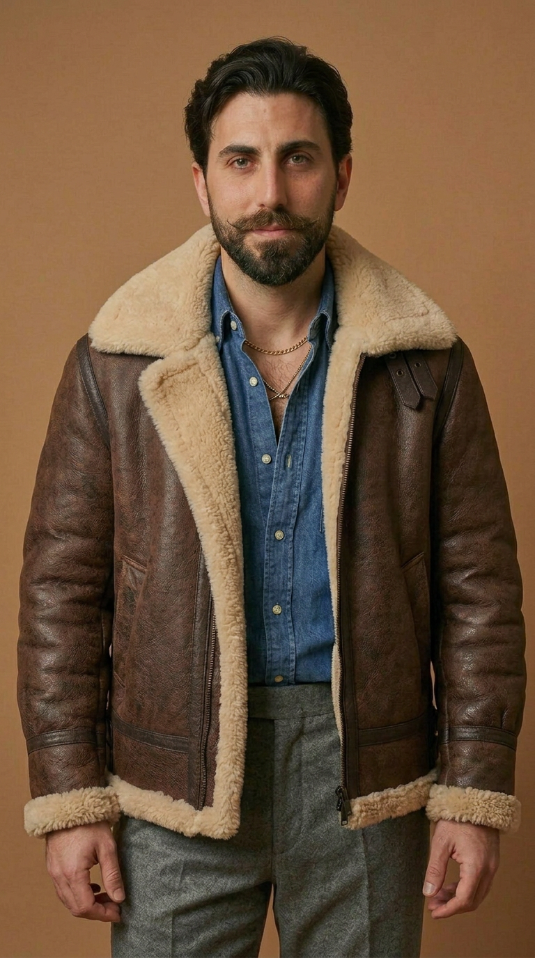 Giubbotto aviatore shearling in pelle uomo "Locatelli" — B3
